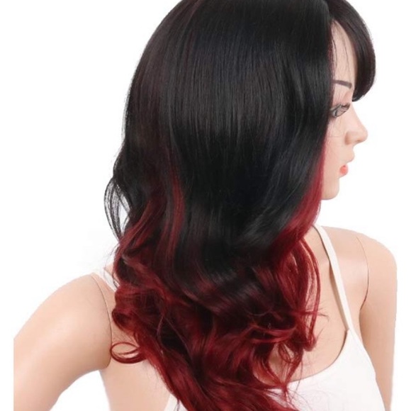 Asia 24” RED OMBRÉ  BANG SIDE PART CURLY Wig *NWT* main image 7